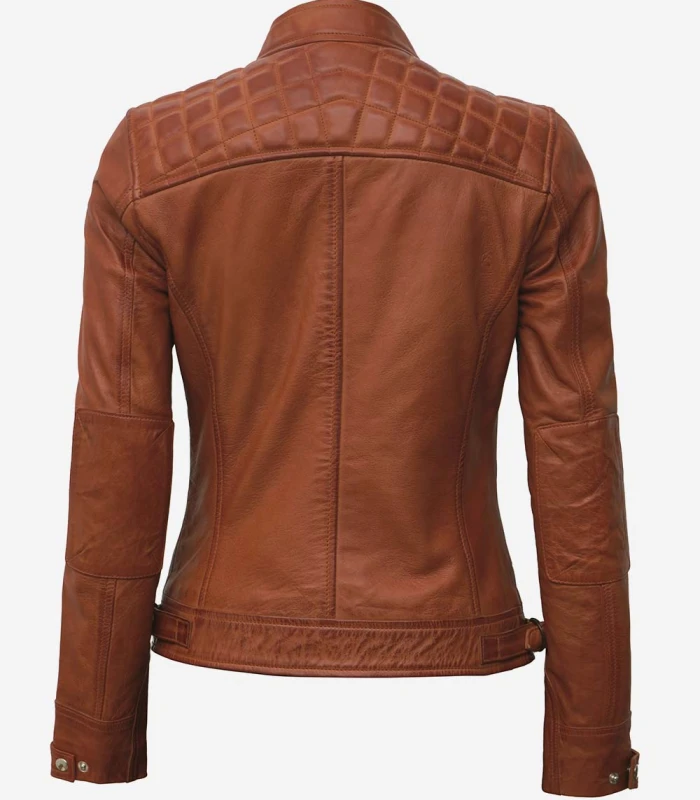 womens brown real lambskin leather motorcycle jacket