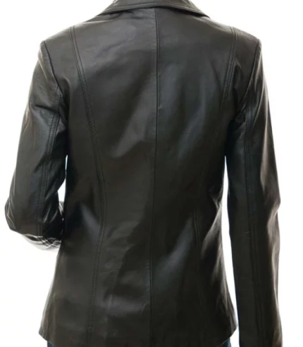 womens wide lapel two button black blazer coat